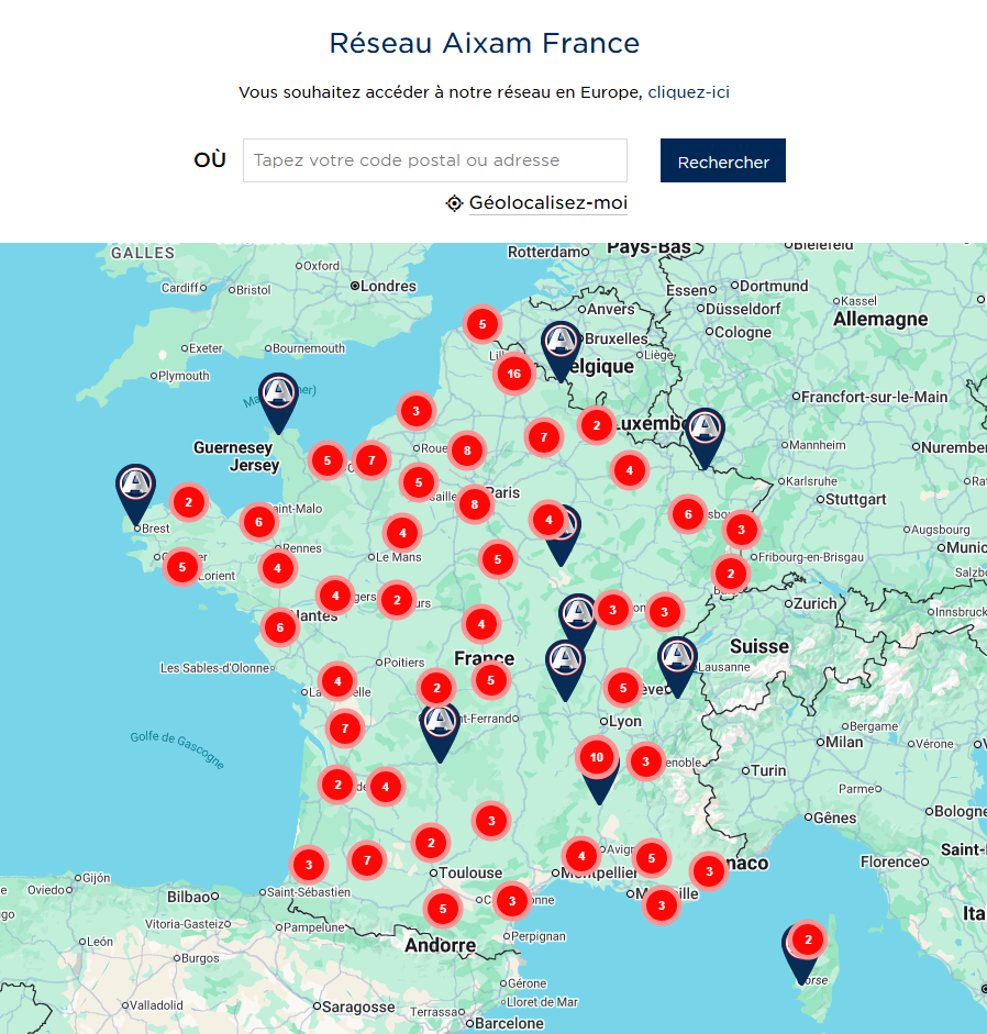 Carte de France concessions Aixam
